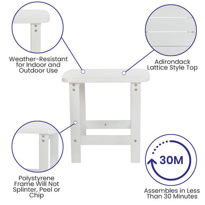 All-Weather Poly Resin Wood Adirondack Side Table in White