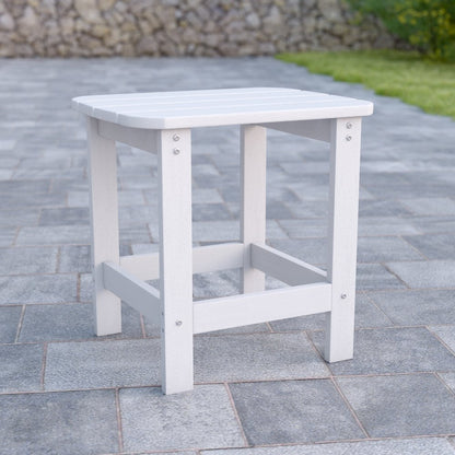 All-Weather Poly Resin Wood Adirondack Side Table in White