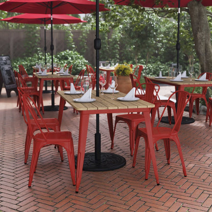 Contemporary 30" x 60" Commercial Dining Table for 6 with Umbrella Hole