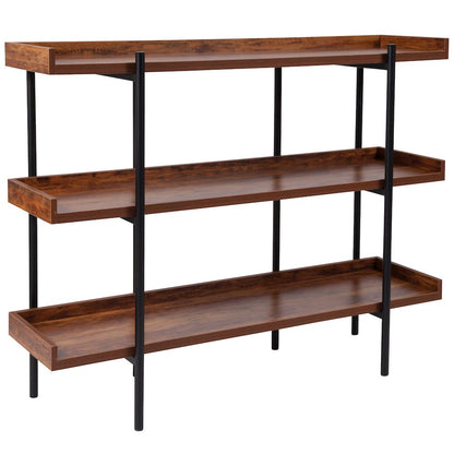 3 Shelf 35"H Storage Display Unit Bookcase in Wood Grain Finish