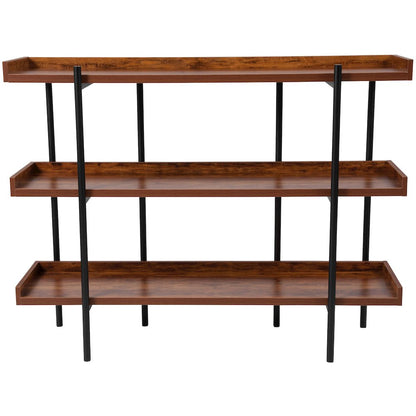 3 Shelf 35"H Storage Display Unit Bookcase in Wood Grain Finish
