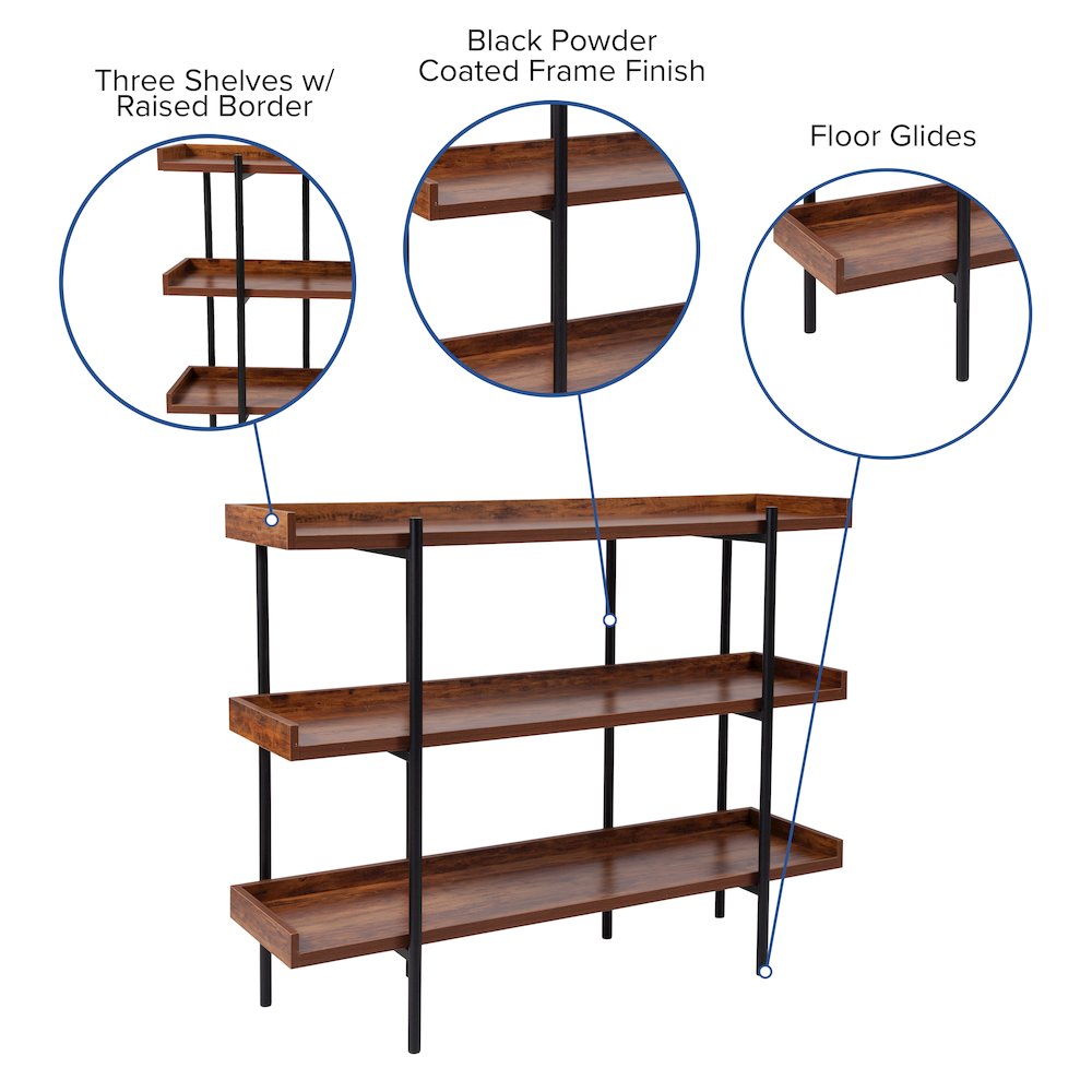 3 Shelf 35"H Storage Display Unit Bookcase in Wood Grain Finish