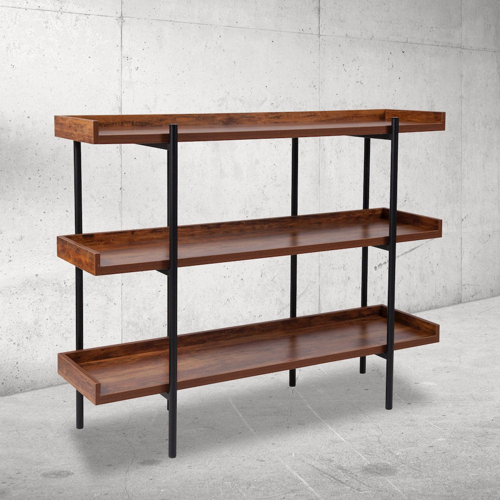 3 Shelf 35"H Storage Display Unit Bookcase in Wood Grain Finish