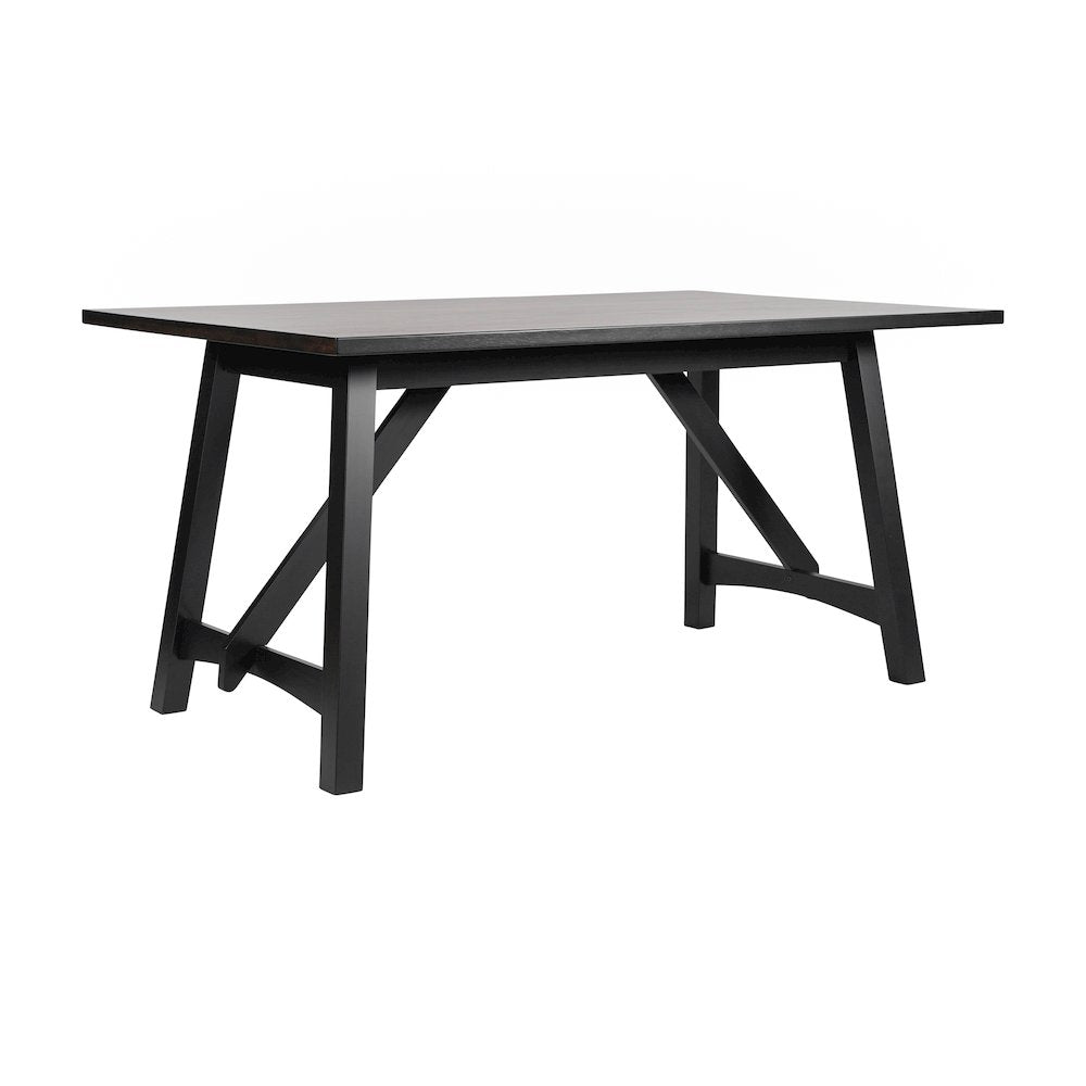 Traditional Style 60 Inch Dining Table for 6 with Trestle Base, Black Matte