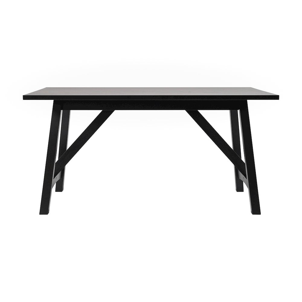 Traditional Style 60 Inch Dining Table for 6 with Trestle Base, Black Matte