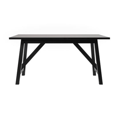 Traditional Style 60 Inch Dining Table for 6 with Trestle Base, Black Matte