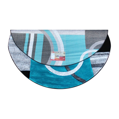 Round 5' x 5' Turquoise Abstract Area Rug - Olefin Rug