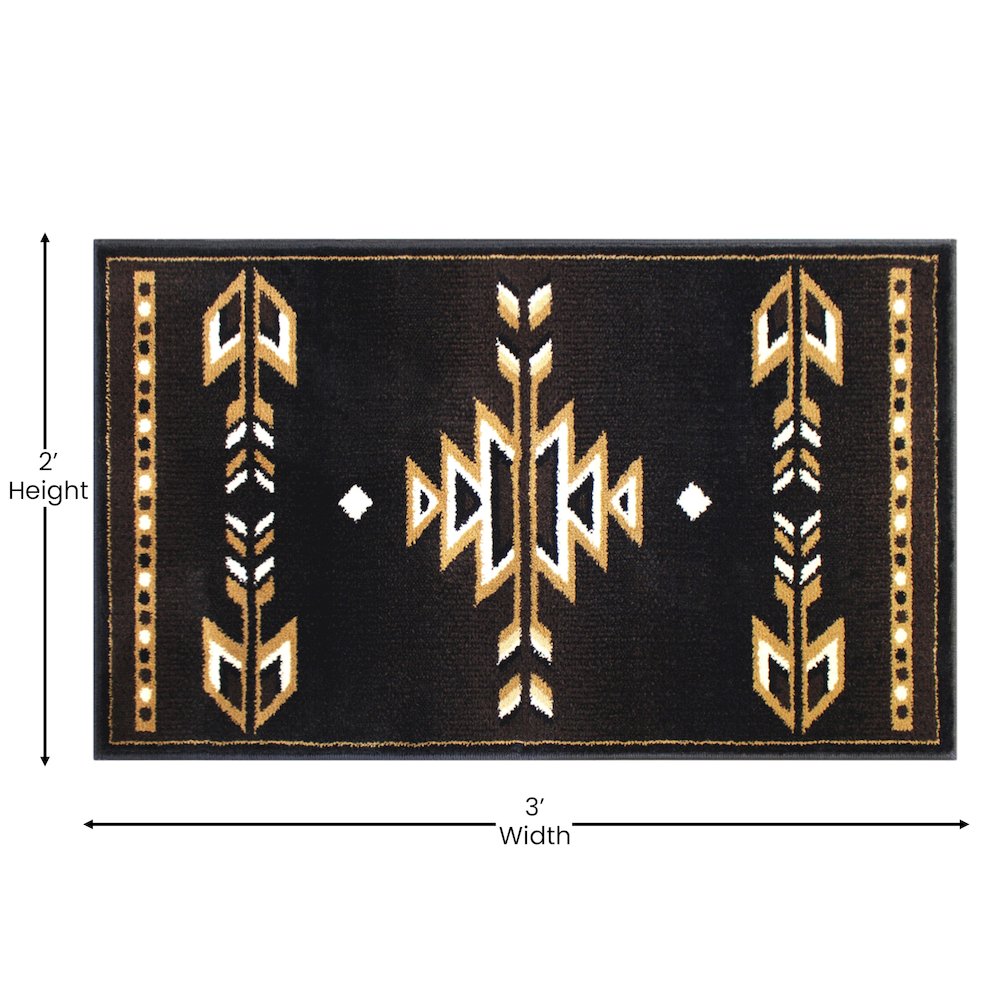 Southwestern 2' x 3' Brown Area Rug - Olefin Accent Rug with Jute Backing