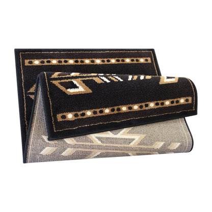 Southwestern 2' x 3' Brown Area Rug - Olefin Accent Rug with Jute Backing