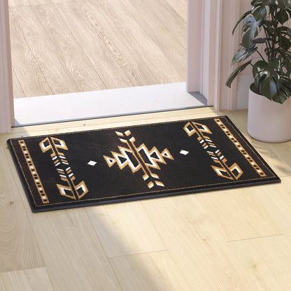 Southwestern 2' x 3' Brown Area Rug - Olefin Accent Rug with Jute Backing