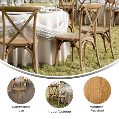 HERCULES Commercial Chestnut Wood Look Stackable Resin Cross Back Chair
