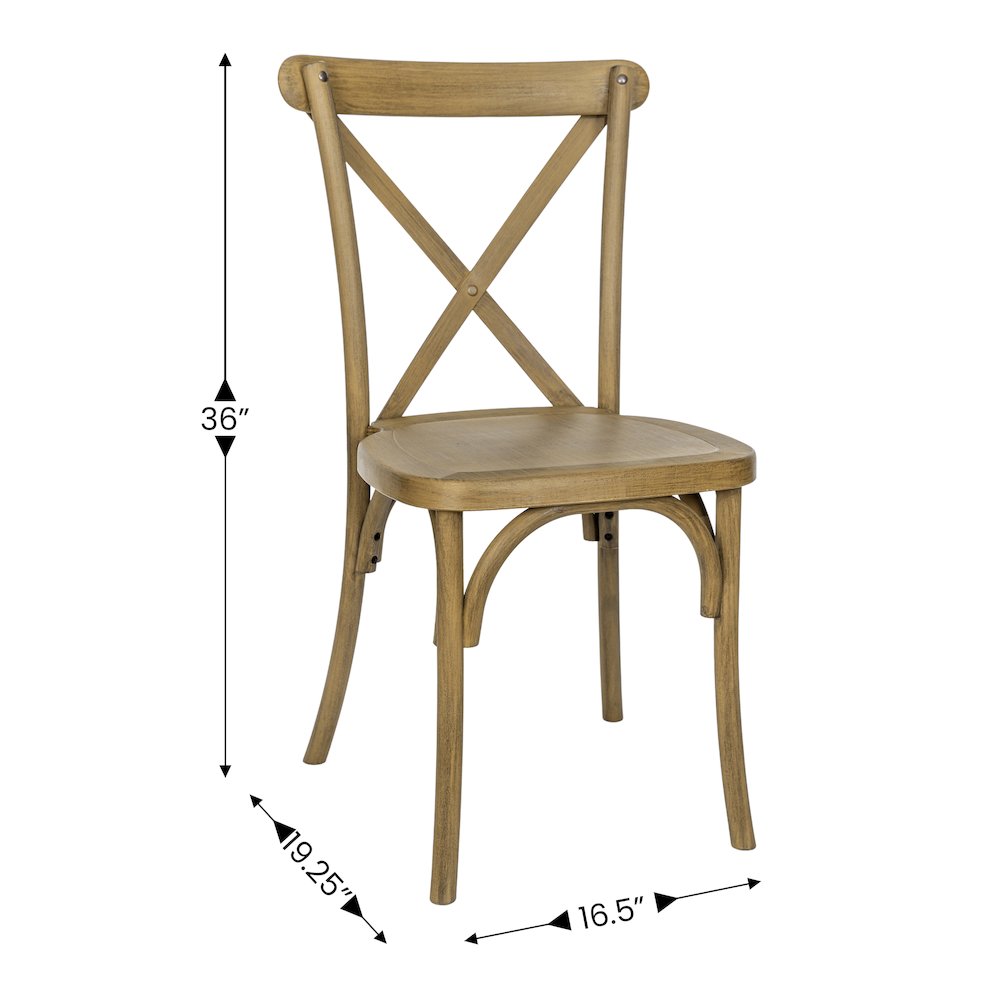HERCULES Commercial Chestnut Wood Look Stackable Resin Cross Back Chair