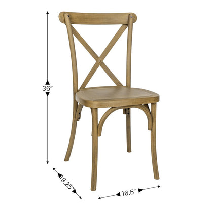 HERCULES Commercial Chestnut Wood Look Stackable Resin Cross Back Chair