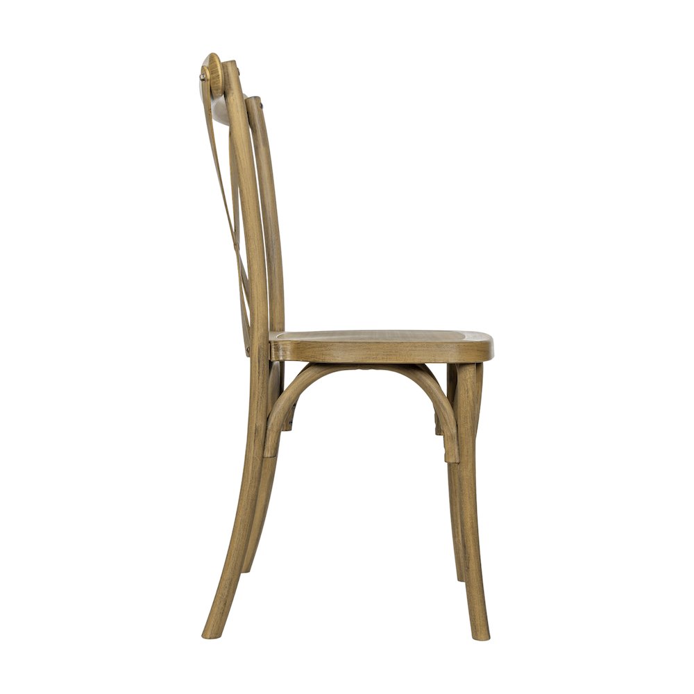 HERCULES Commercial Chestnut Wood Look Stackable Resin Cross Back Chair