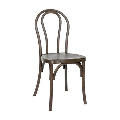HERCULES Commercial Dark Brown Wood Look Stackable Resin Thonet Style Chair
