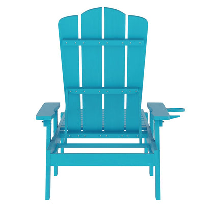 Commercial Adjustable Adirondack Lounger with Cupholder, Blue