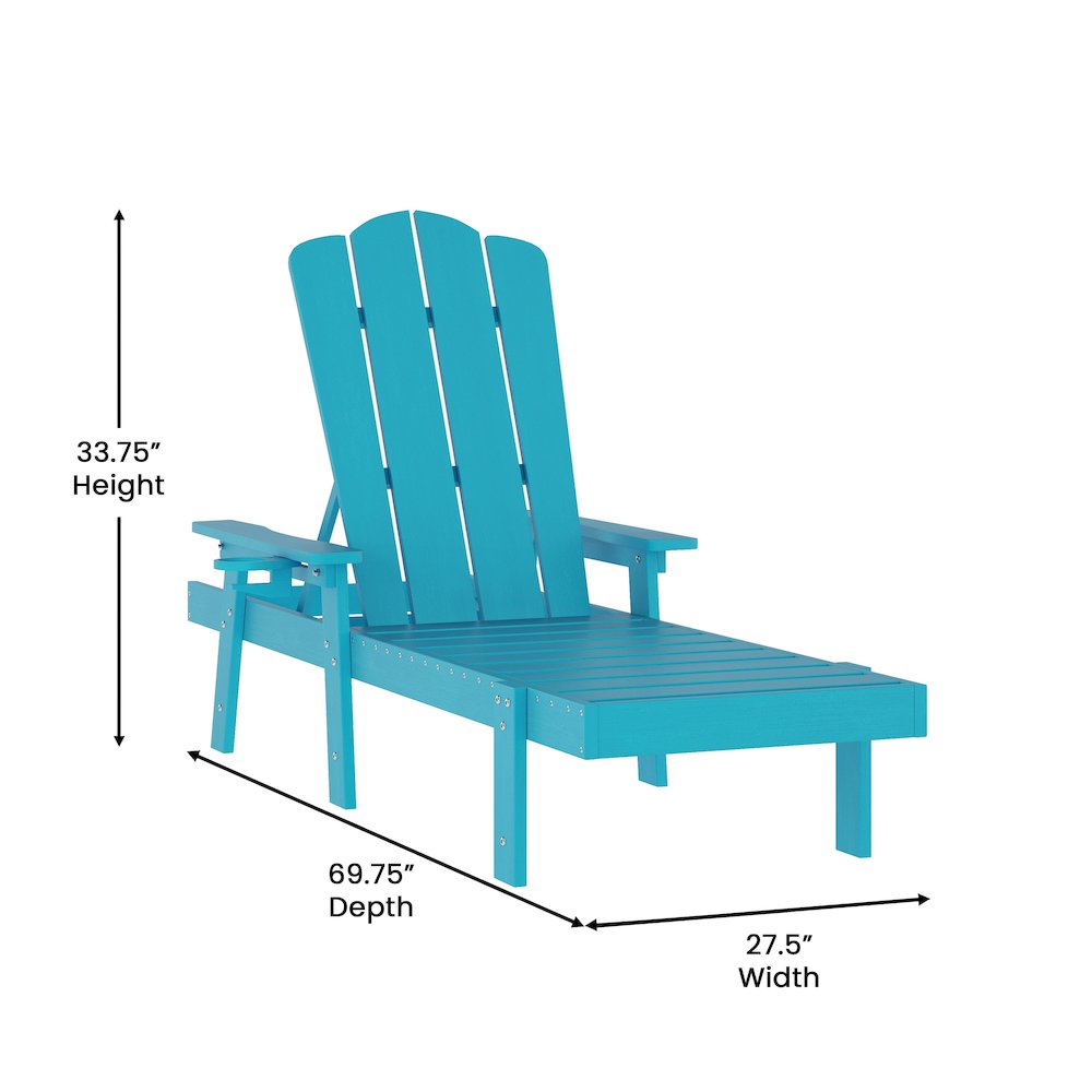 Commercial Adjustable Adirondack Lounger with Cupholder, Blue