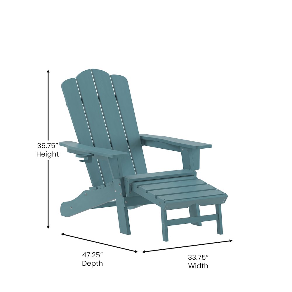 Commercial Adirondack Chair with Pull-Out Ottoman and Cupholder