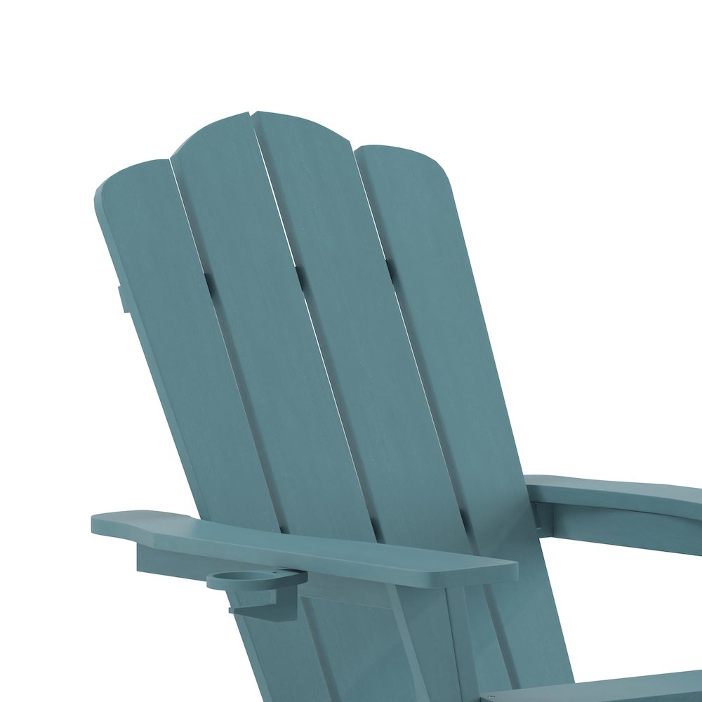 Commercial Adirondack Chair with Pull-Out Ottoman and Cupholder