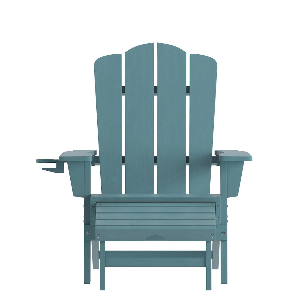 Commercial Adirondack Chair with Pull-Out Ottoman and Cupholder
