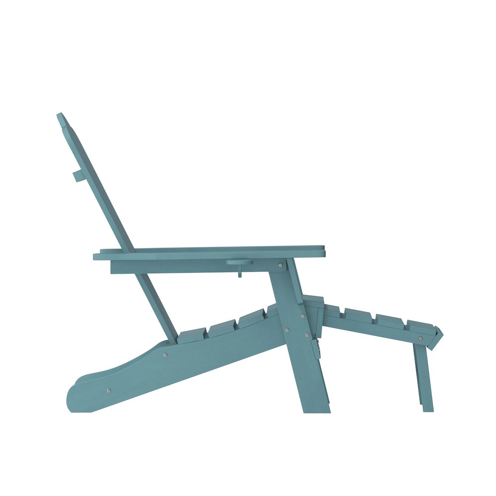 Commercial Adirondack Chair with Pull-Out Ottoman and Cupholder
