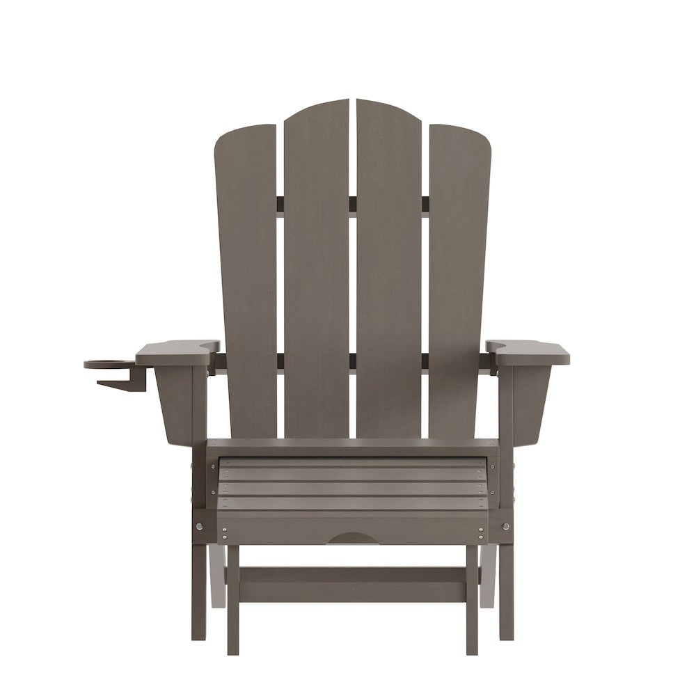Commercial Adirondack Chair with Pull-Out Ottoman and Cupholder