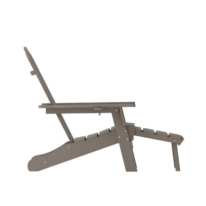 Commercial Adirondack Chair with Pull-Out Ottoman and Cupholder