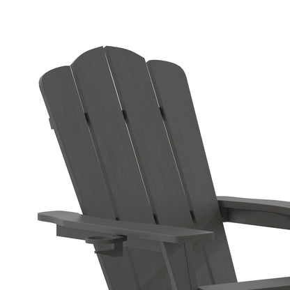 Commercial Adirondack Chair with Pull-Out Ottoman and Cupholder