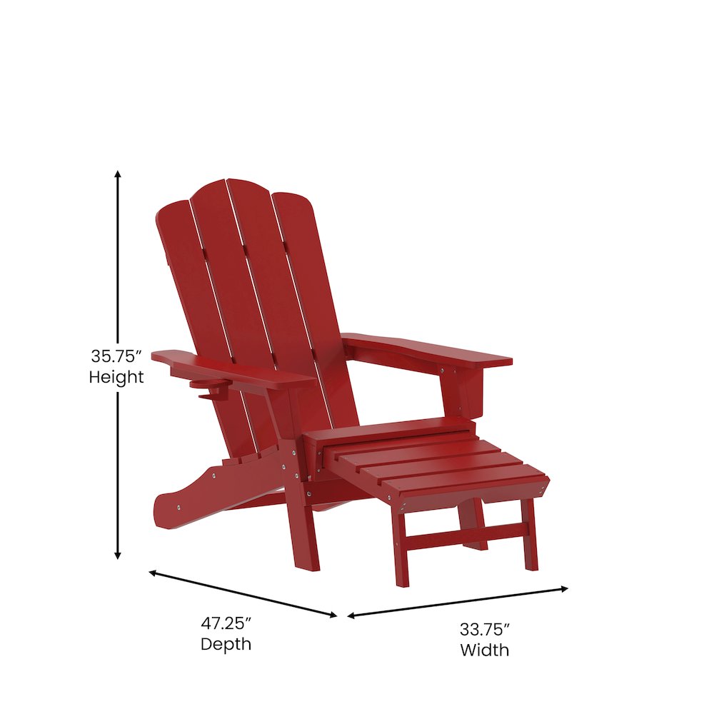 Commercial Adirondack Chair with Pull-Out Ottoman and Cupholder