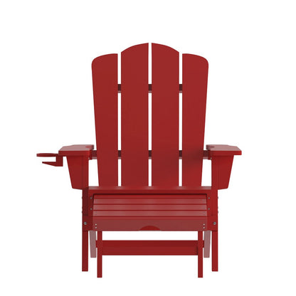Commercial Adirondack Chair with Pull-Out Ottoman and Cupholder