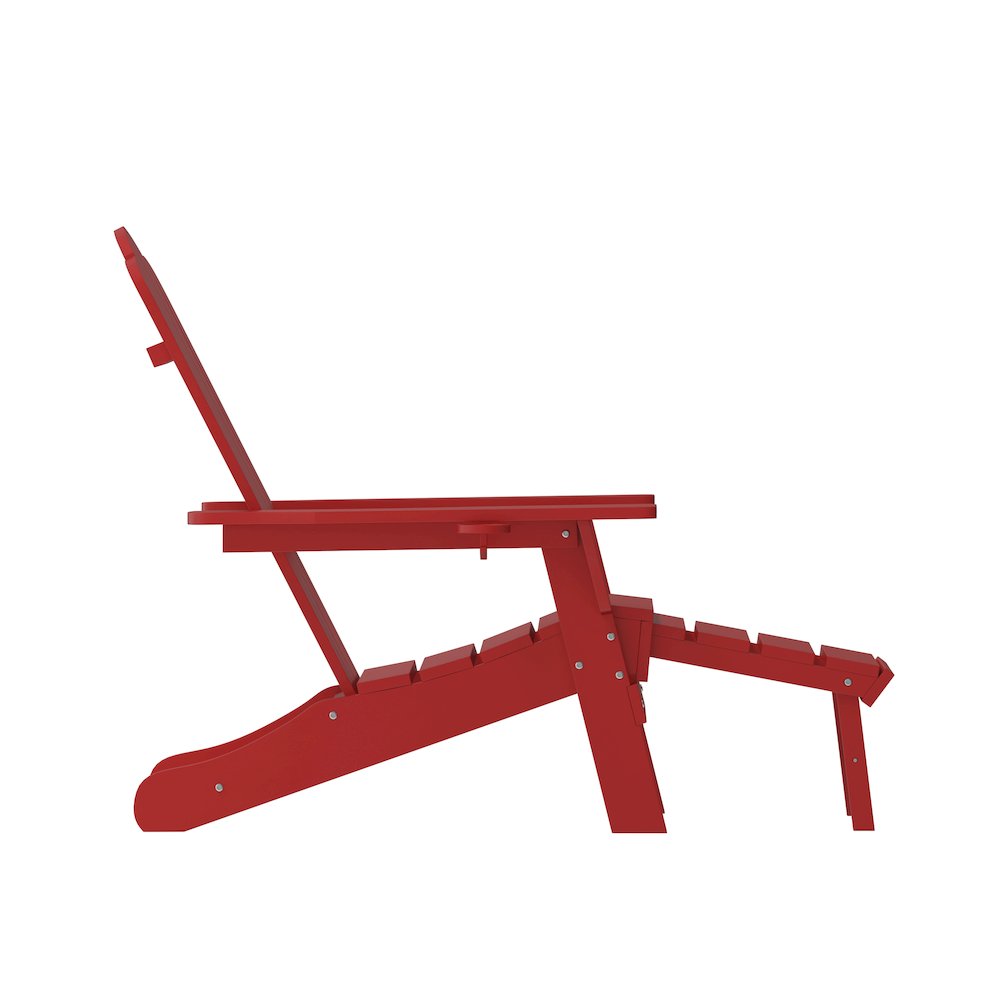 Commercial Adirondack Chair with Pull-Out Ottoman and Cupholder