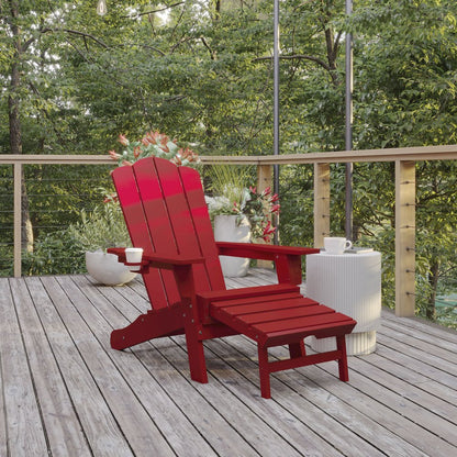 Commercial Adirondack Chair with Pull-Out Ottoman and Cupholder