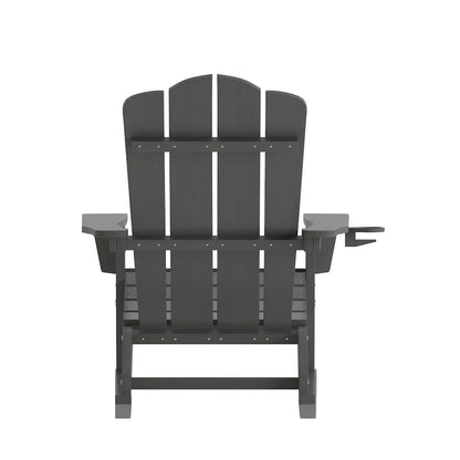 Contemporary Commercial Grade Adirondack Rocking Chair with Cupholder