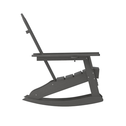 Contemporary Commercial Grade Adirondack Rocking Chair with Cupholder