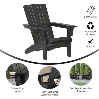 Contemporary Commercial Grade Adirondack Patio Chair with Cupholder