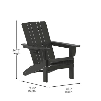 Contemporary Commercial Grade Adirondack Patio Chair with Cupholder