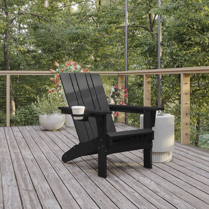 Contemporary Commercial Grade Adirondack Patio Chair with Cupholder