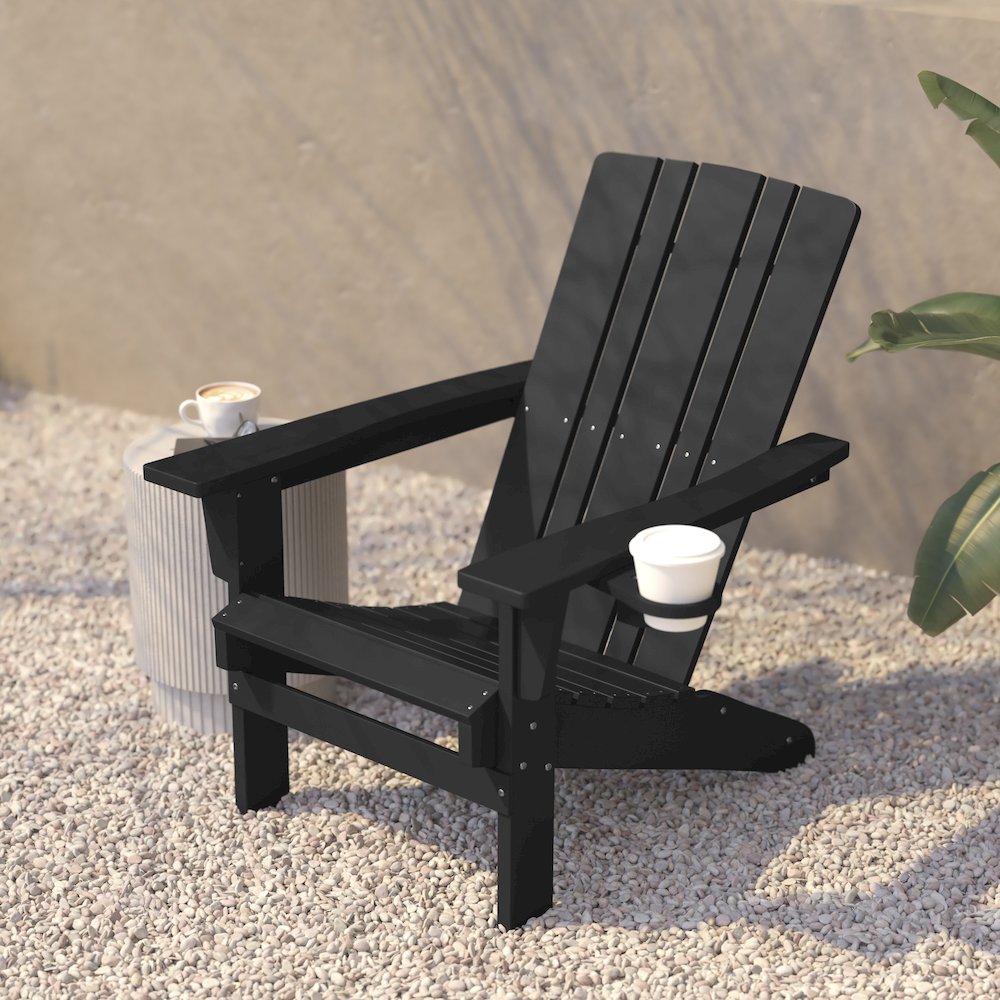 Contemporary Commercial Grade Adirondack Patio Chair with Cupholder
