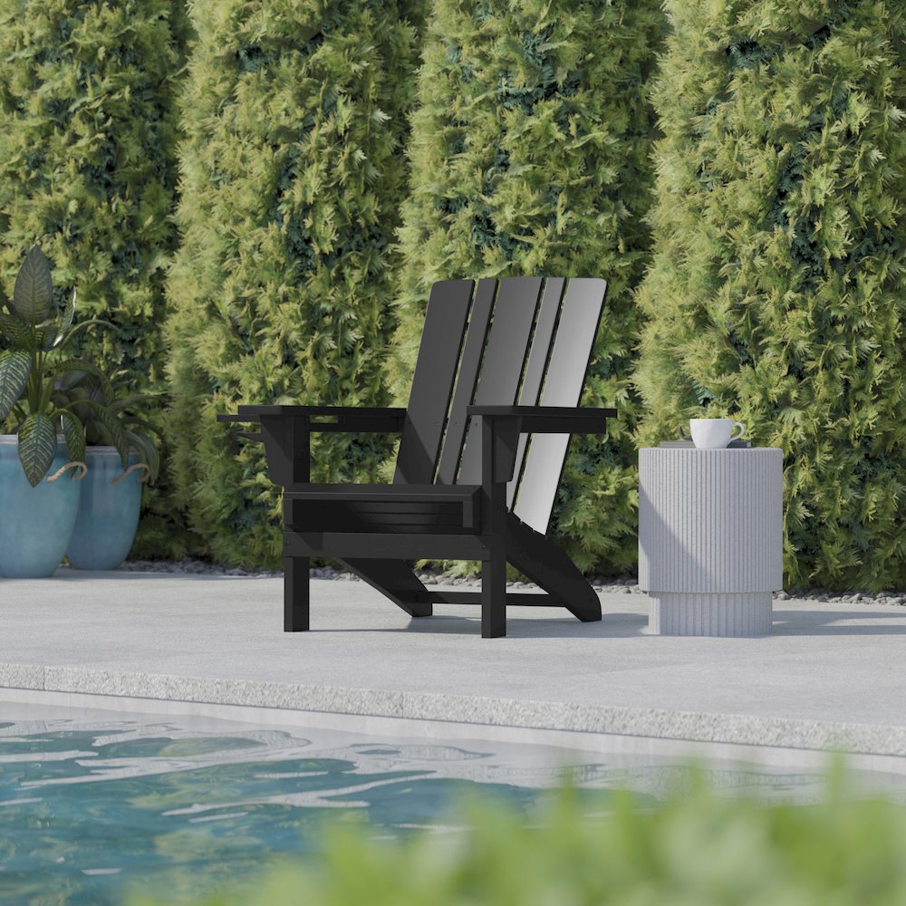 Contemporary Commercial Grade Adirondack Patio Chair with Cupholder