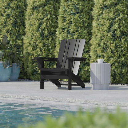 Contemporary Commercial Grade Adirondack Patio Chair with Cupholder