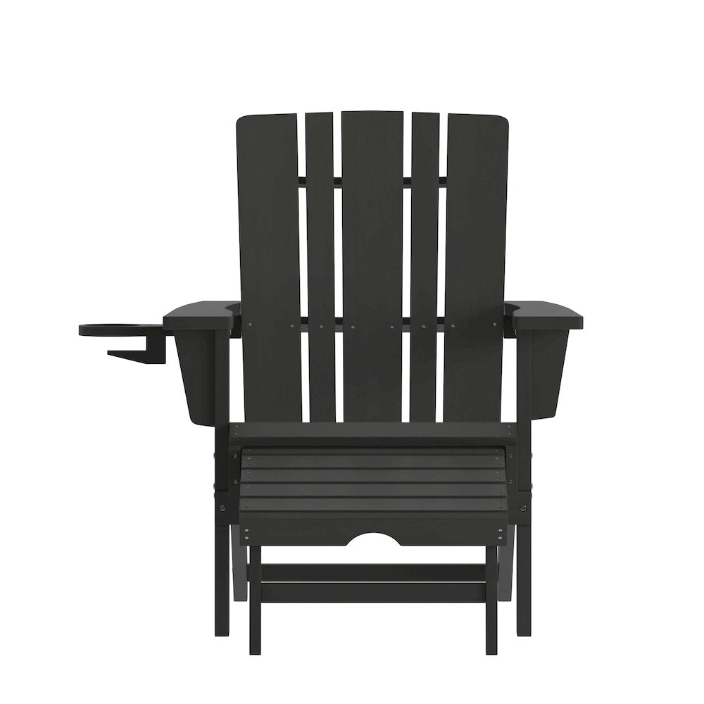 Commercial Adirondack Chair with Pull-Out Ottoman and Cupholder