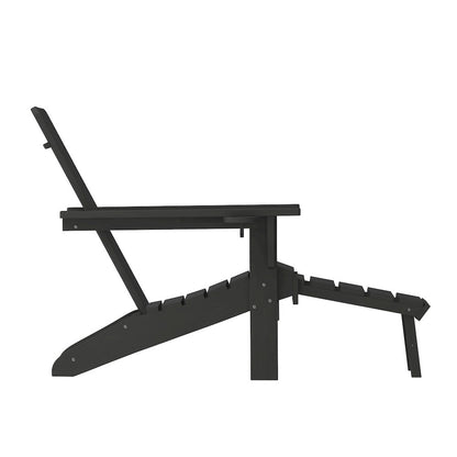 Commercial Adirondack Chair with Pull-Out Ottoman and Cupholder