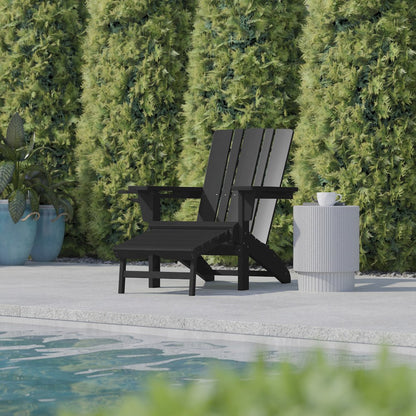 Commercial Adirondack Chair with Pull-Out Ottoman and Cupholder