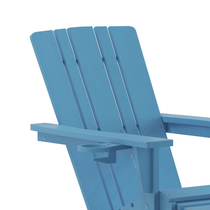 Commercial Adirondack Chair with Pull-Out Ottoman and Cupholder