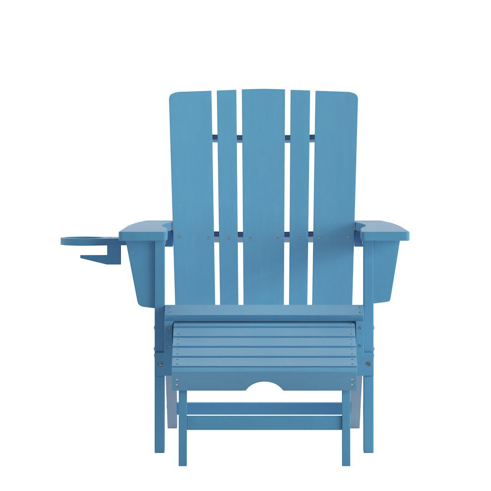 Commercial Adirondack Chair with Pull-Out Ottoman and Cupholder