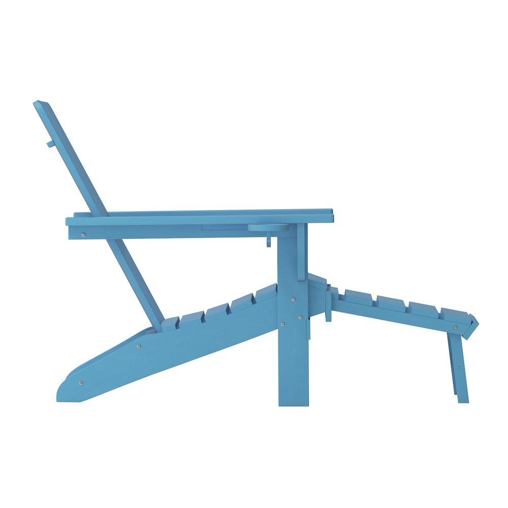 Commercial Adirondack Chair with Pull-Out Ottoman and Cupholder