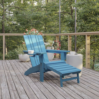 Commercial Adirondack Chair with Pull-Out Ottoman and Cupholder