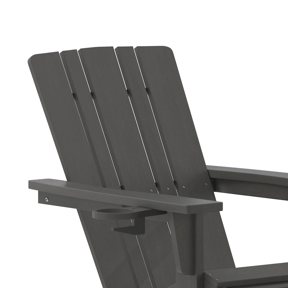 Commercial Adirondack Chair with Pull-Out Ottoman and Cupholder