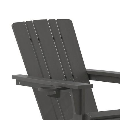 Commercial Adirondack Chair with Pull-Out Ottoman and Cupholder