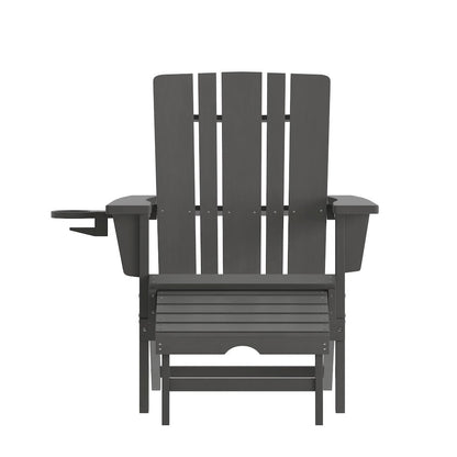 Commercial Adirondack Chair with Pull-Out Ottoman and Cupholder